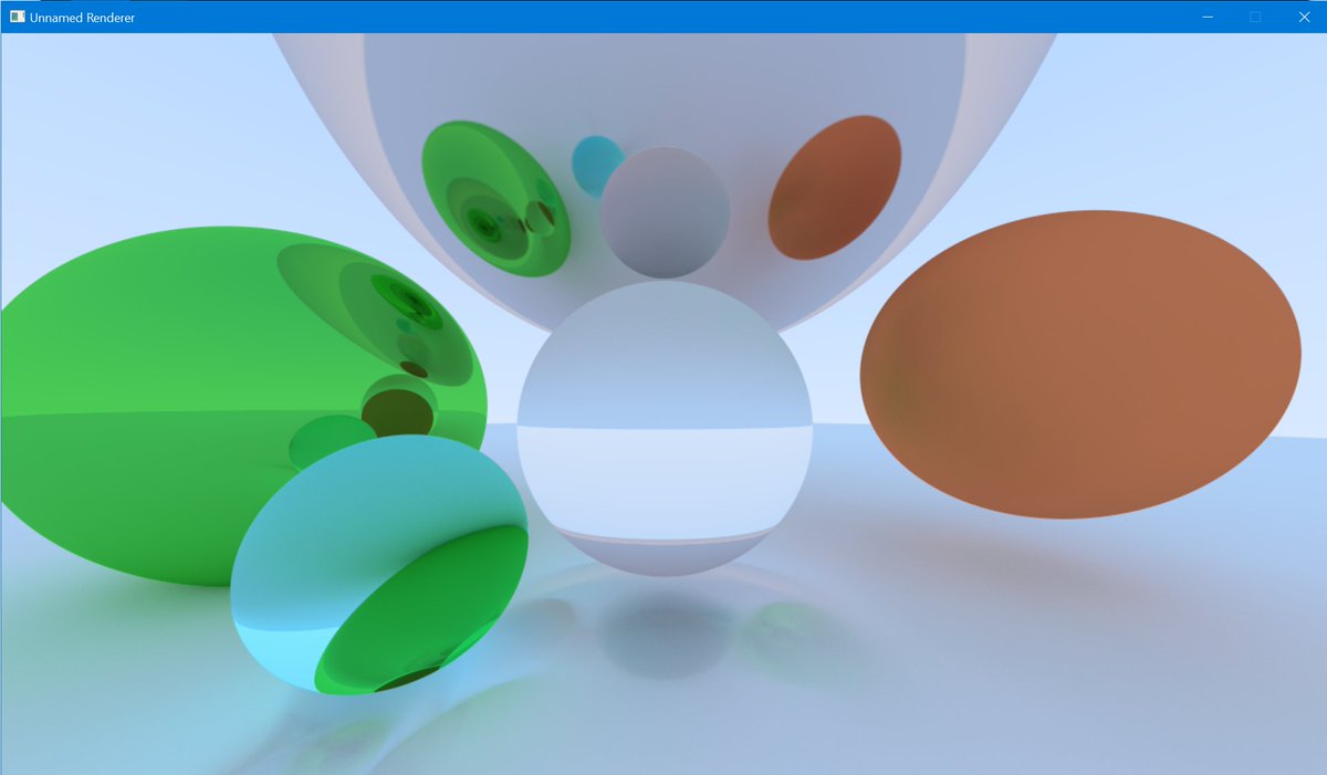 RealTimeChris's tweet photo. Having fun messing around with Peter Shirley's Ray Tracing in One Weekend, using DirectX 12 Compute. Source: https://t.co/kZ004pvAUN.
#DirectX12 #PathTracing #PeterShirley #RayTracingInOneWeekend https://t.co/VPCcAb3VBx