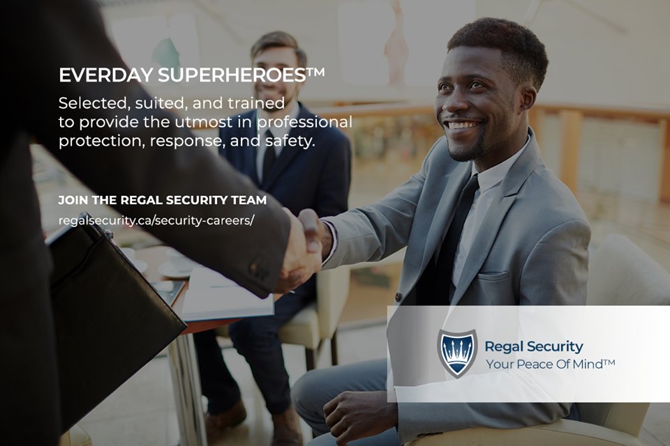 RegalSecurity's tweet photo. We need more Everyday Superheroโข guards! We have lots of part-time and full-time positions available, so send us your resume and secure your new employment opportunity today!
#securityguardjobs #securityguardtraining #jobstoronto #jobsgta #securityfirm #hiresecurity https://t.co/4UIv4Yb4Cg