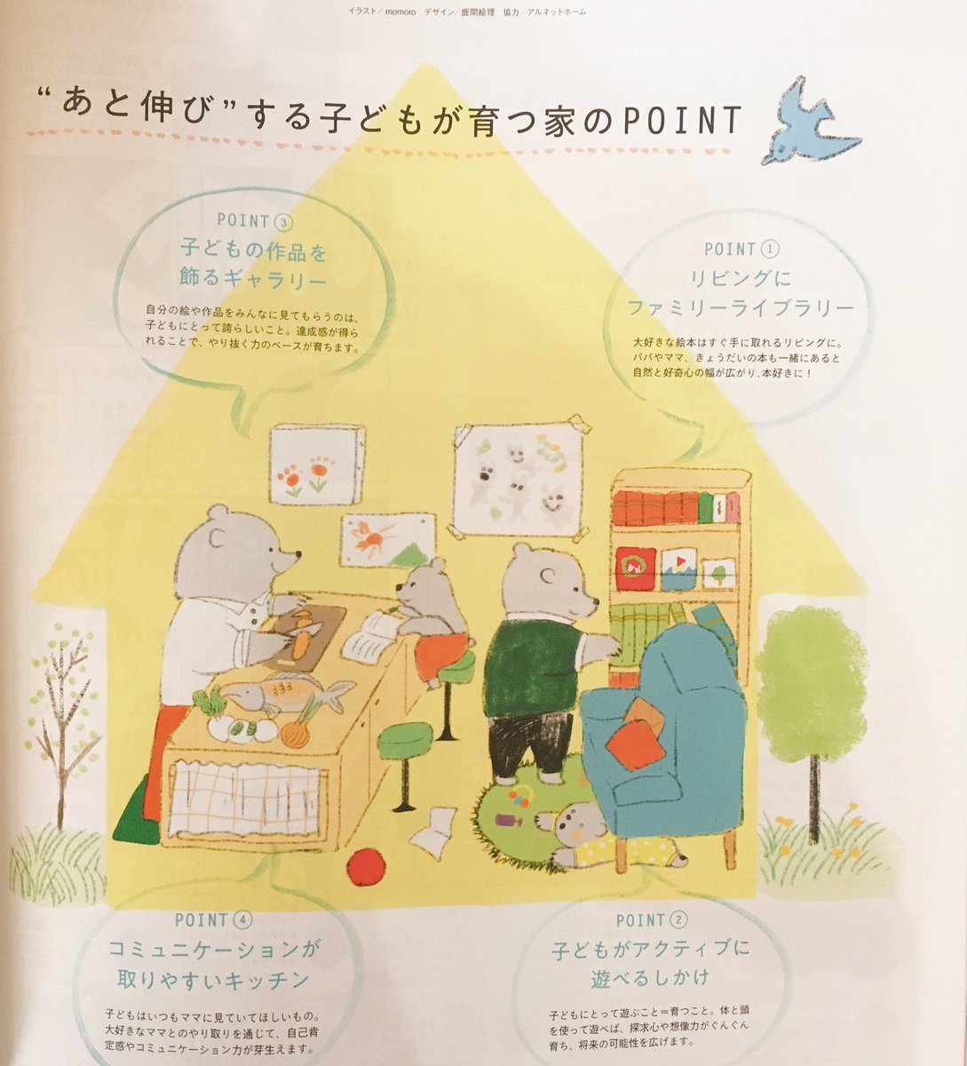 ももろ 絵本作家 Illustrator 絵本 おうちジャングル 講談社 発売 A Twitter Kodomoe6月号特集 子どもがあと伸び する家 の挿絵を描きました 自分が家を建てた時のことを思い出してイメージを描きました 今回子供と大人をつなぐ本棚特集が すごく面白かった