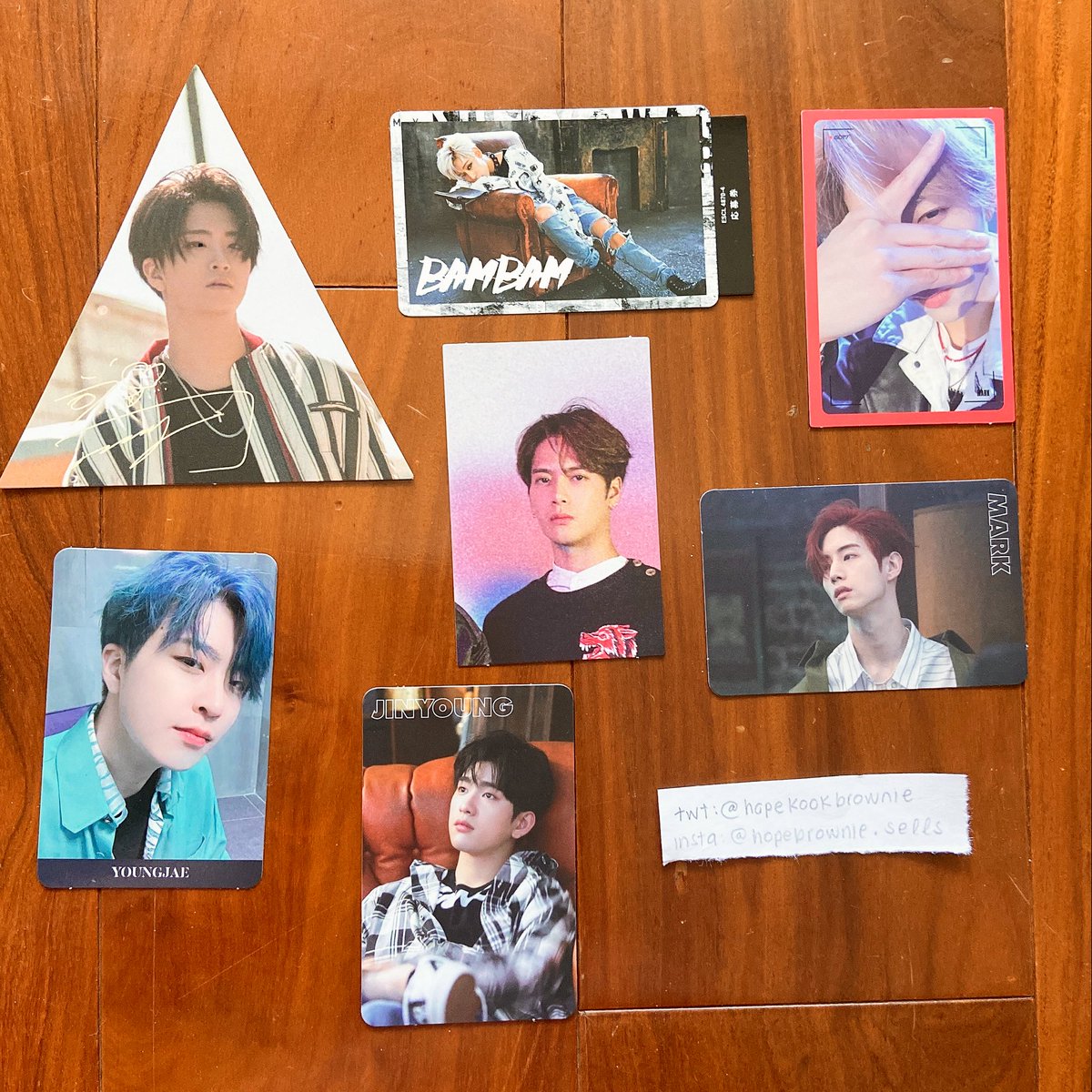 doieshope's tweet photo. 1st pic
HAVE: youngjae preorder gift &amp; mark eoy dvd photocard 
WANT: yugyeom equivalents!!!!
2nd pic:
HAVE: random album pc 
WANT: ANY YUGYEOM PC (not from calling my name i have all of those, and i have some of the 7for7 ones but dm me what you have!)
#got7trade #got7 #got7pc https://t.co/7tZ624MoyM