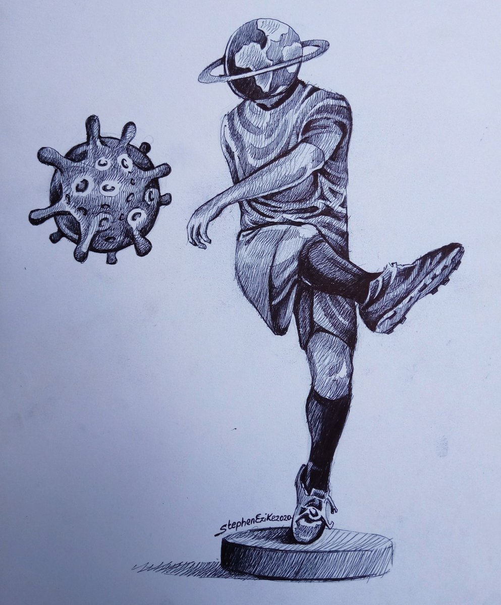 #StayHomeStaySafe
.
.
.
#CONVID19 #CoronaVirusInNigeria #coronavirus #kickoutcorona #drawing #inkonpaper #inked #art #soccer