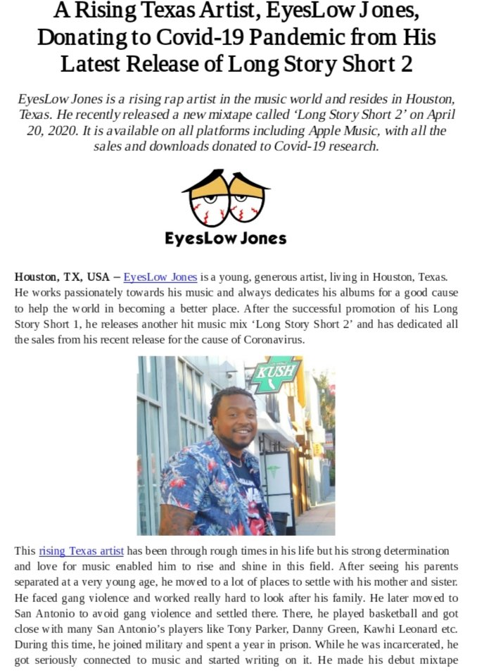 Eyeslow69's tweet photo. ill be donating all of the money received from my latest mixtape to a covid-19 research facility https://t.co/B2XkpWwiKE