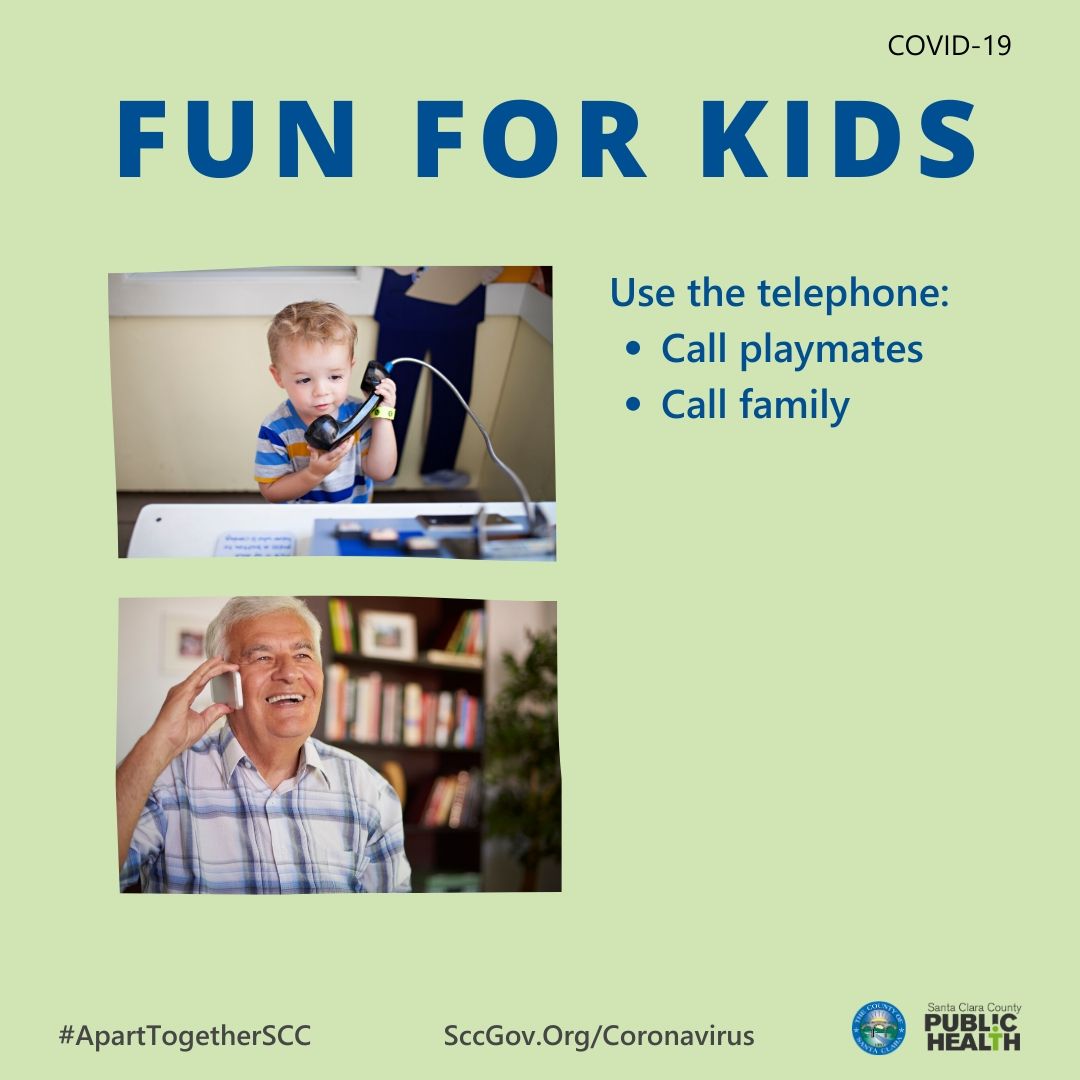 SCCgov's tweet photo. Can my kids hang out with friends? #NoPlaydates Have routine phone calls with their friends, cousins, or with grandparents, so they can talk or read to each other. Schedule regular phone calls to help maintain healthy routines. https://t.co/GJqj88YYmr