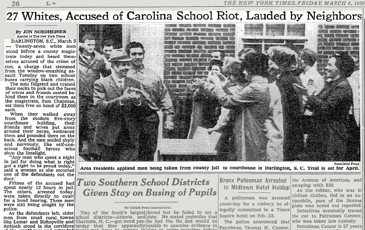 In March, 1970, in Lamar SC, a mob of angry white people attacked black protesters. Well... these protesters were kinda young and they were protesting in a weird way:They were going to school. A judge had ordered the school district to integrate