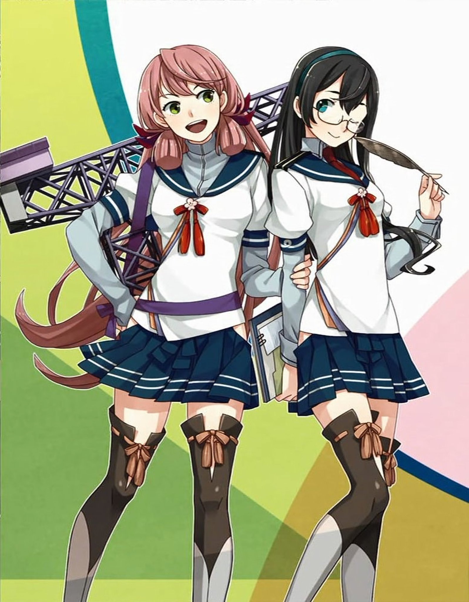 明石・大淀 描き下ろし超大判マイクロファイバータオル 「艦隊これく