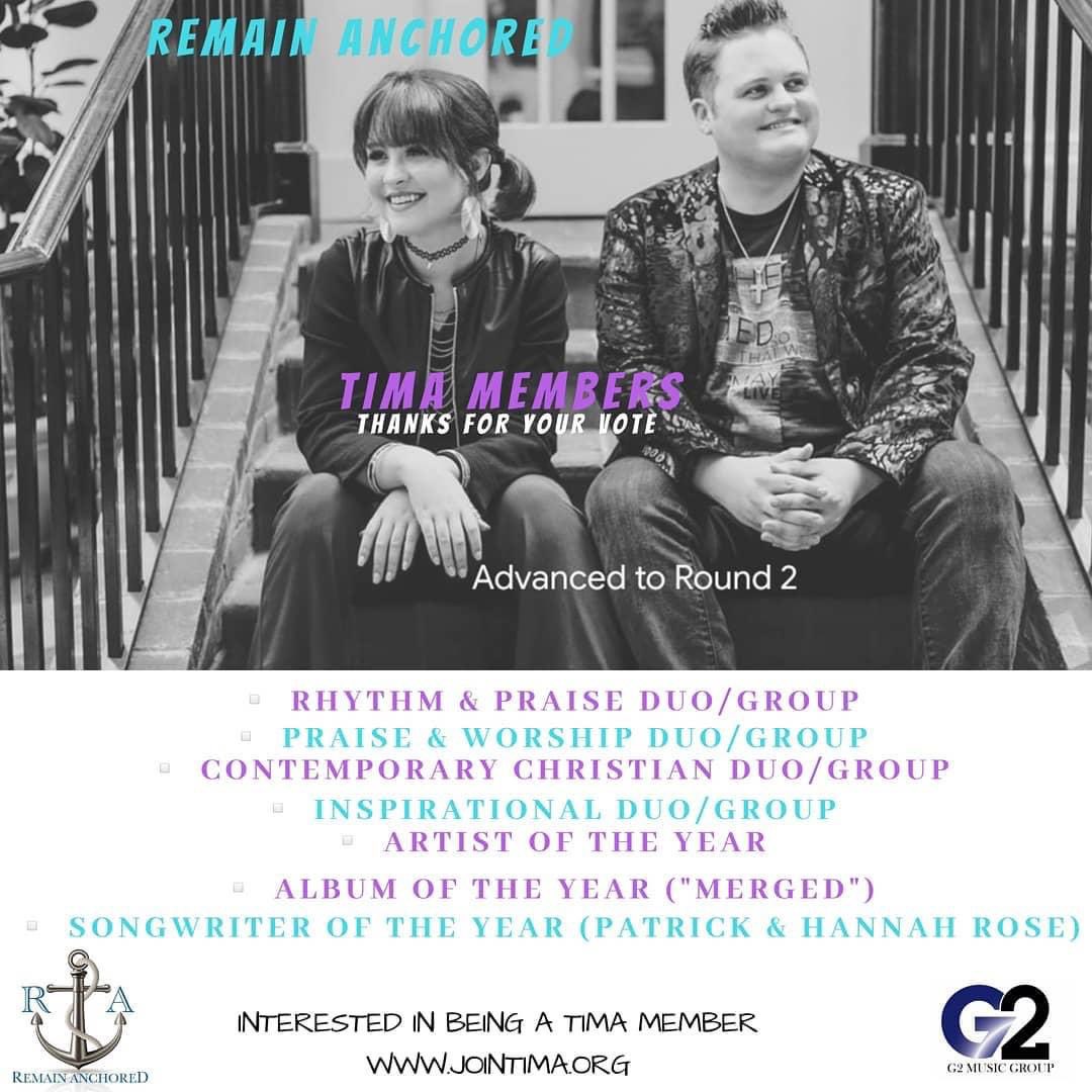 remainanchored's tweet photo. Advanced to Round 2 of the Prayze Factor Awards- praise God!!
Round 2 votes- TIMA Members Advisors, Executives only. Thanks in advance for voting!
Interested in joining TIMA, visit below.
https://t.co/kTtxyr1KbQ
#RemainAnchored #G2Music #RAinHim #prayzefactorawards #GodisGood https://t.co/auF0HKMwEe