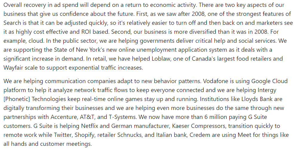 48/nAd spends on search is dependant on Economic recovery: due to its quick adjustability feature.Marketers see it as highly cost-effective & ROI based. Network effects.Google is better diversified in this recession: CLOUD business.