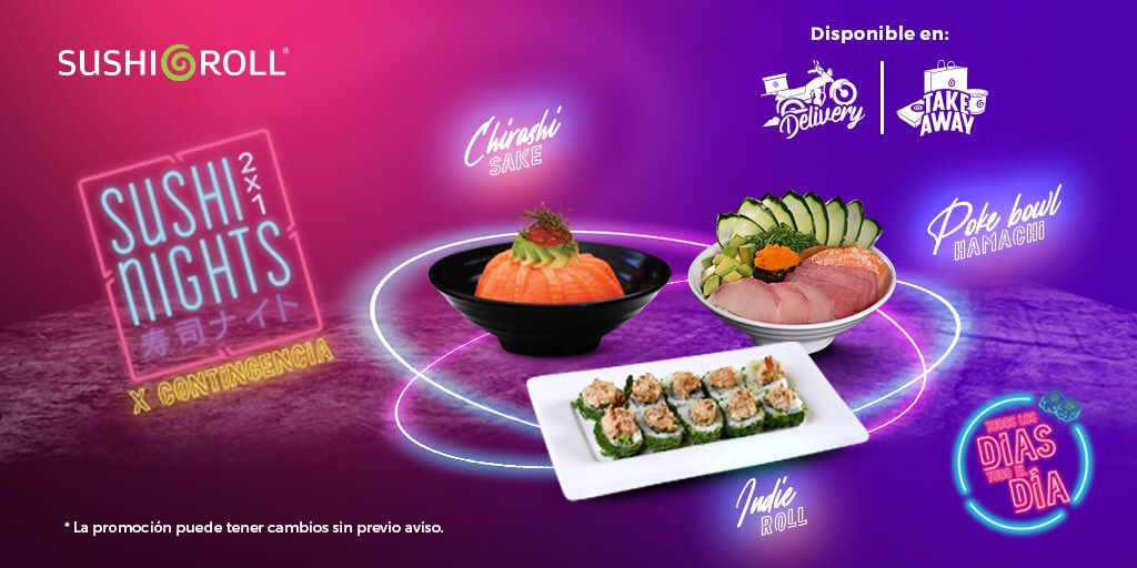 sushi roll 2x1 dias