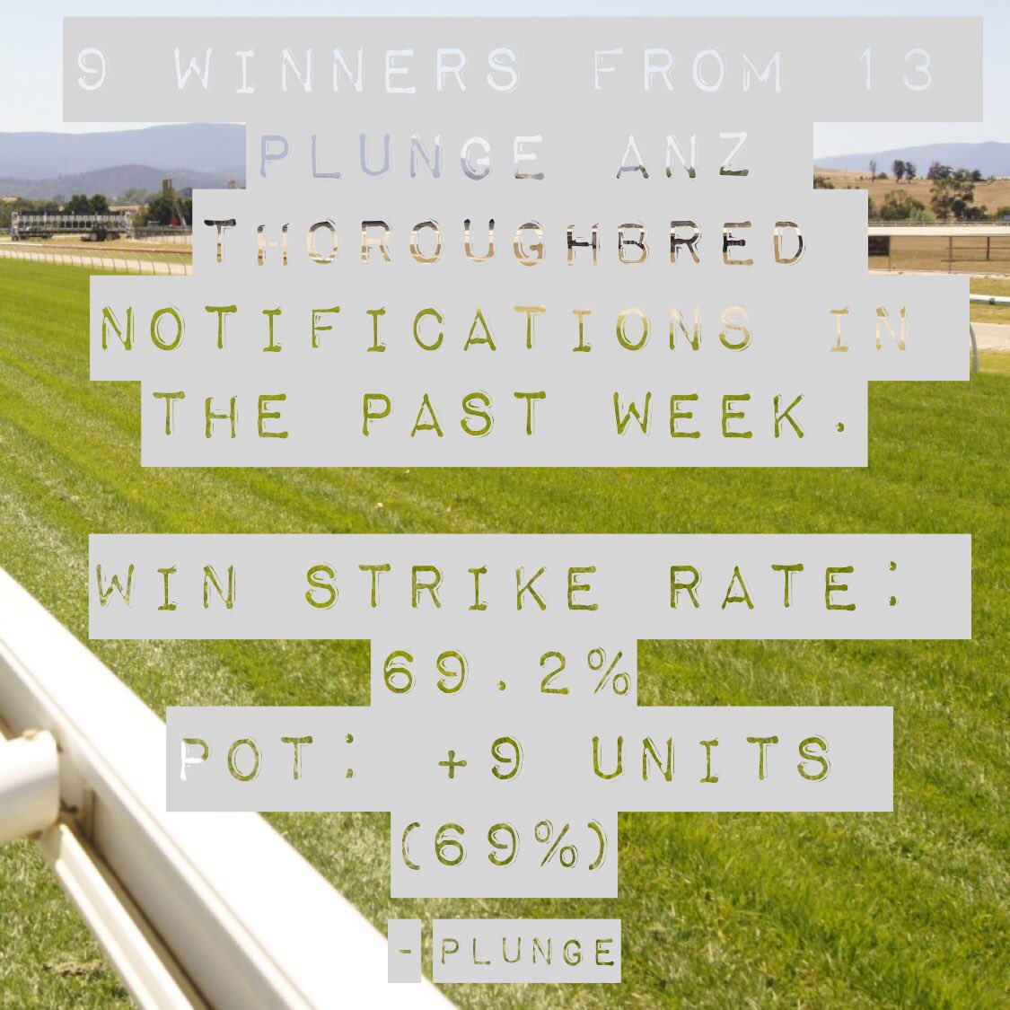 plungeapp's tweet photo. 9 WINNERS from 13 #PLUNGE #HorseRacing alerts past week

Strike rate: 69.2%
POT +9 units

Get involved, stay occupied during #isolation

#plungeapp #racing #sport #betting #bettingtips #free #freeapp #freeapps #algorithms #winners #profit #roi #sports #GamblingTwitter #racingtips https://t.co/VlRkPnv9KZ