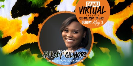 FAMU_1887's tweet photo. Want to be on the 'Hill'? Catch Orientation Tour Guide, Kelsey Gilmore, on FAMU's Facebook live tomorrow, May 3 at 4 p.m. #FAMUpreview πππ https://t.co/26ZtVBVM8Q