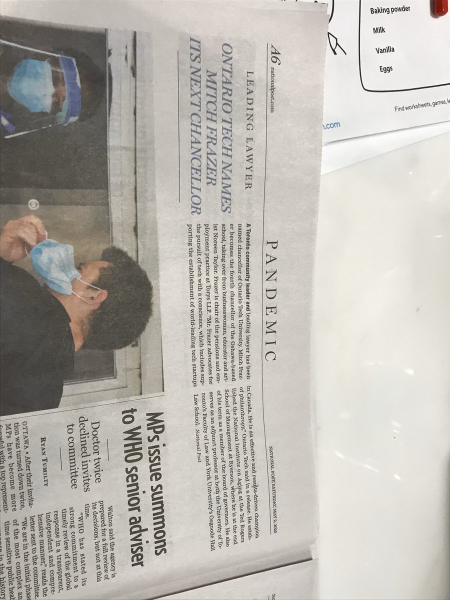 DrStevenMurphy's tweet photo. Congratulations to our new chancellor Mitch Frazer. Gr8 to see our news covered by @nationalpost. So thrilled to have such a perfect fit between, person, institution and time. #OntarioTech #rightpersonrighttime #techwithaconscience https://t.co/j2Nx3OHjvu