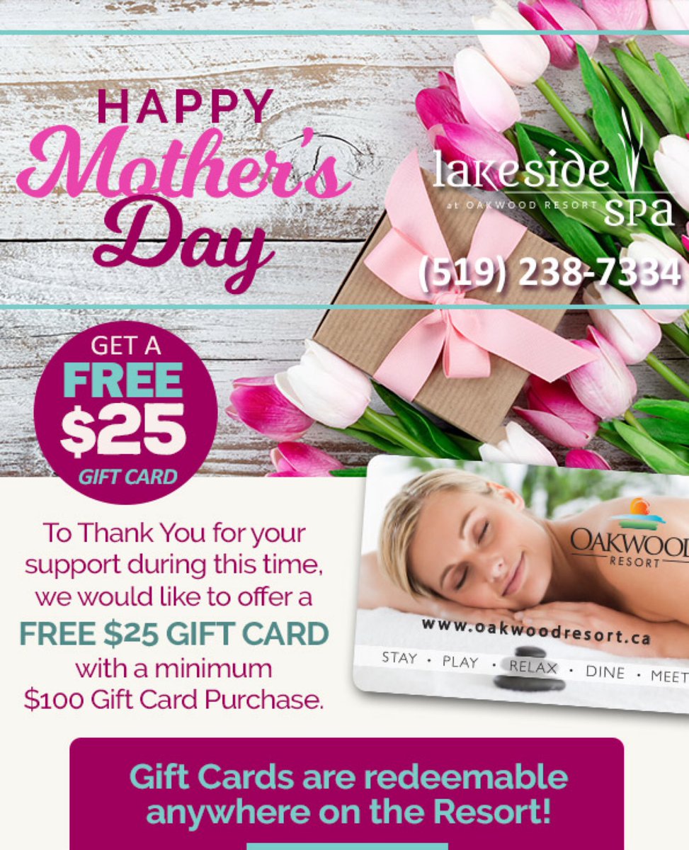 We can’t be together for our Annual Mother’s Day Brunch, so we thought we would offer a Mother’s Day Special promotion💕Purchase a $100 or more &amp; receive a complimentary $25 gift card. These gift cards can be used anywhere on the Resort. Hope to see you soon, stay safe &amp; healthy.