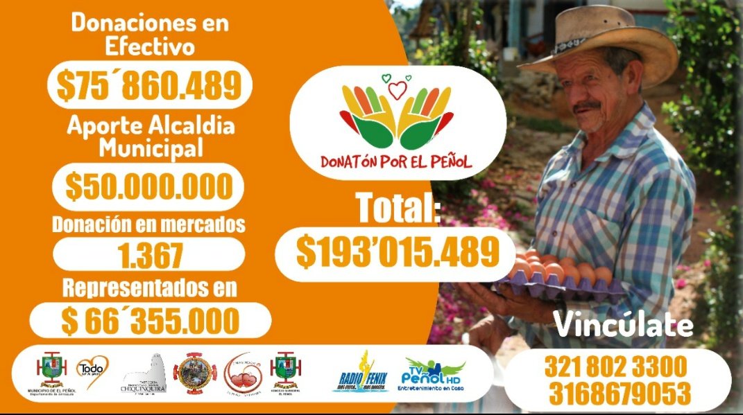 elpenolant's tweet photo. Gracias comunidad Peñolense por tanta solidaridad. ¡Lo logramos! https://t.co/2rG4foBu0Z