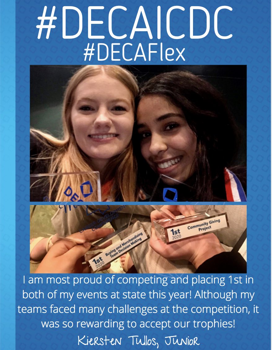 THSDECA1's tweet photo. Tonight’s #DECAICDC challenge is brought to you on what would have been closing session/awards! 😭😭😭 Very appropriate for it to be #DECAFlex so we can show off all of our awards from the year! https://t.co/6iIlxGsuCq