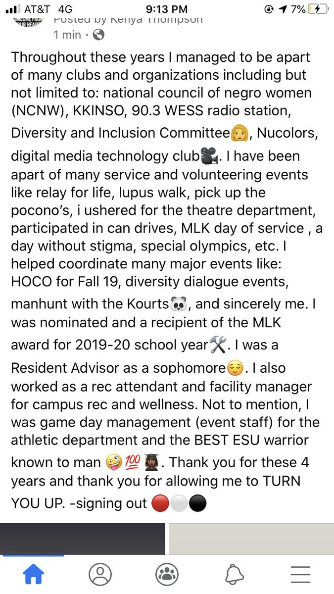 KenyaAThompson's tweet photo. @ESUniversity Thank you 🔴⚫️⚪️ your esu warrior signing out https://t.co/pkkteTJAHe