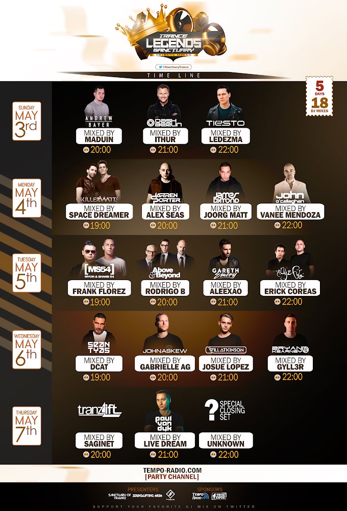 VaneeMendoza_'s tweet photo. El concepto #SoundLiftingArea de @GYLL3R_ y @SanctuaryTrance de @AleexaO
Presentan "Trance Legends Sanctuary", del 3 al 8 de Mayo, 18 Djs dando tributo a algunas leyendas vivas de la música Trance.
Podrán escuchar mi tributo a @JOCofficial el día 4 de Mayo
#TLS001 🔊 https://t.co/NROBa33RzE