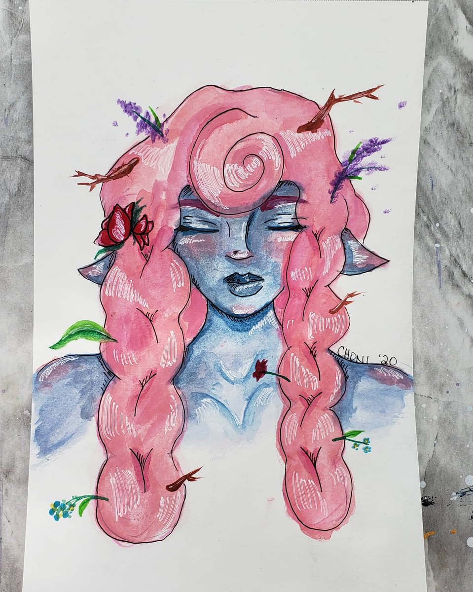 ChiiLadii's tweet photo. I love drawing Olive that doing just a quick draw and paint wasn't enough, I had to actually put time and more love into her! Such a glow up! #art #myart #characterart #originalcharacter #oc #watercolor #painting #redraw #dnd #dndart #ttrpg #rpg #ttrpgart #firbolg #glowup https://t.co/oL003Ujksb