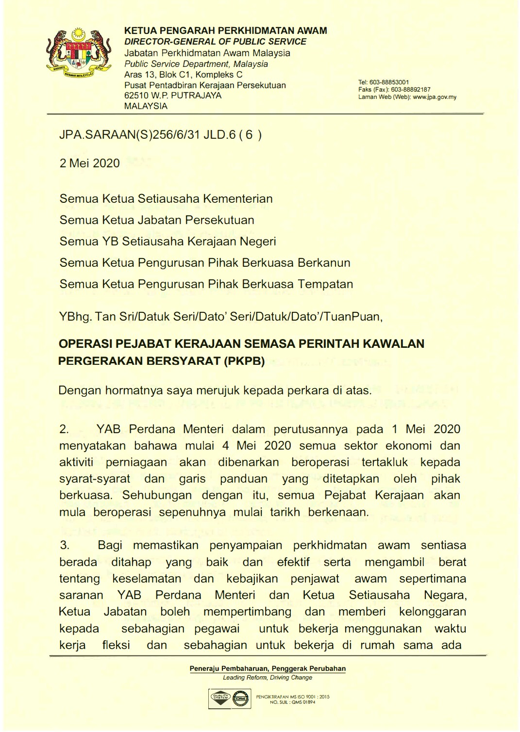 Jabatan Perkhidmatan Awam On Twitter Semua Pejabat Kerajaan Akan Mula Beroperasi Mulai 4 Mei 2020 Surat Edaran B Dimuat Turun Melalui Pautan S T Co Tl72a3pj3m S T Co Eimqhozqb5