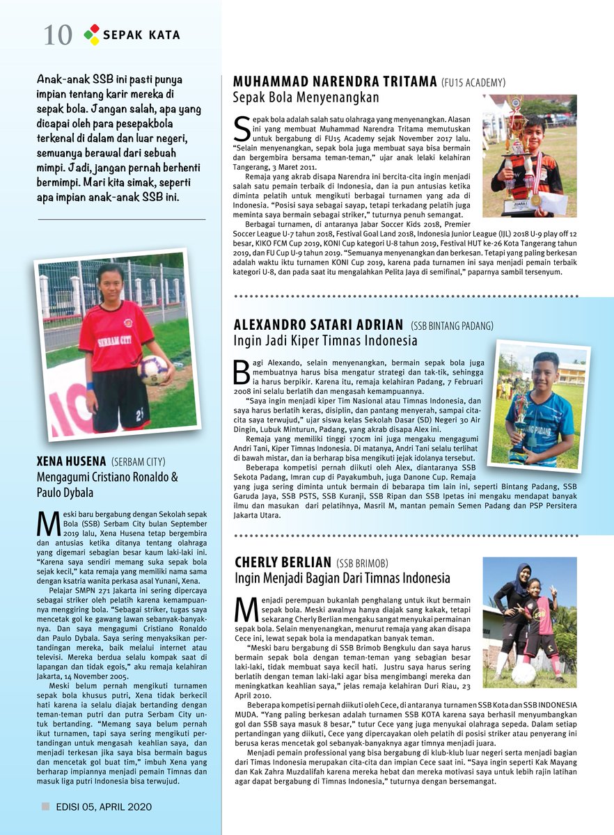 youngsoccerind's tweet photo. Anak-anak SSB ini pasti punya impian tentang karir mereka di sepak bola. Jangan salah, apa yang dicapai oleh pesepakbola terkenal di dalam dan luar negeri, semuanya berawal dari sebuah mimpi. Simak ulasan selengkapnya di tajuk Sepak Kata edisi bulan April 2020 ini https://t.co/PWlpxPNWvc