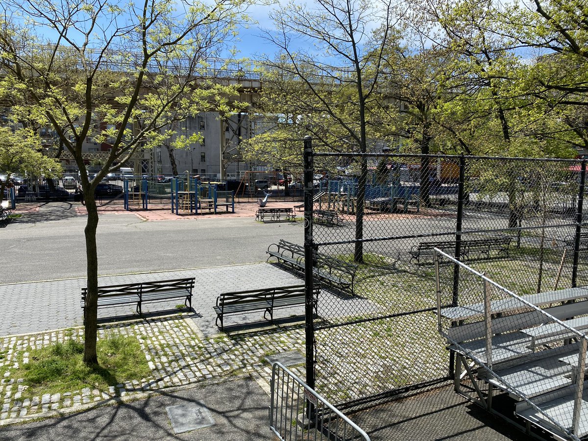 NYPD32Pct's tweet photo. Thank you #Harlem for practicing #SocialDistancing &amp; for doing your part to stop the spread of #COVID__19. Normally on a beautiful day like today the world famous #RuckerPark⬇️would’ve been filled with hundreds people, hopefully the #basketball tournaments will be back soon. https://t.co/di4CkRVDcH