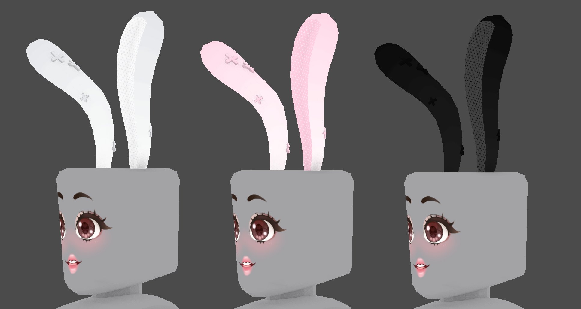 Erythia On Twitter Hops Cutely Now We Re Introducing The Bunny Ears To My Felt Ear Set With A Soft Interior And A Lopsided Ear And Stitches Ofc This Completes The Ear Set - roblox bunny ears hat