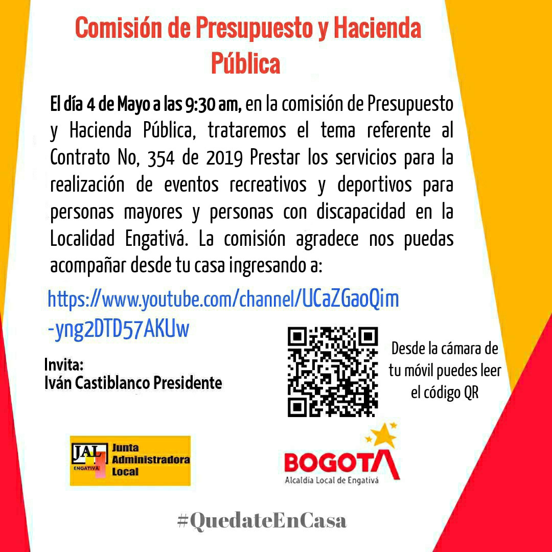 ivand161's tweet photo. Acompañados desde tu casa a esta importante sesión, invita la Comisión de Presupuesto y Hacienda Pública.
Iván Castiblanco 
Presidente de la Comisión. https://t.co/Td0wduUd4H
