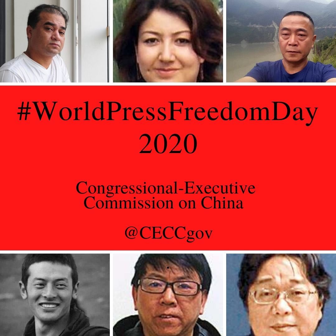 There are more journalists, bloggers, & free speech advocates detained in #China than anywhere else in the world, among them #HuangQi, #LüGengsong, #GulmiraImin, #LobsangJamyang, #IlhamTohti, & #GuiMinhai. The Chairs call for their immediate release. #WorldPressFreedomDay