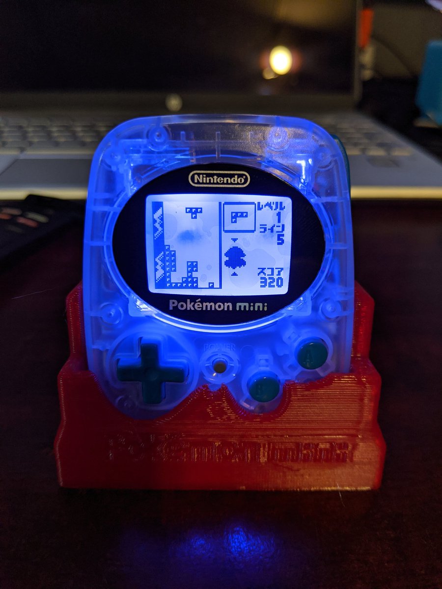 Marcus9199's tweet image. Pokemon mini display. Just printed in draft but it fits. I'll put up on thingiverse. #pokemonmini #3Dprinting #3dmodeling #retrogames #Pokemon
