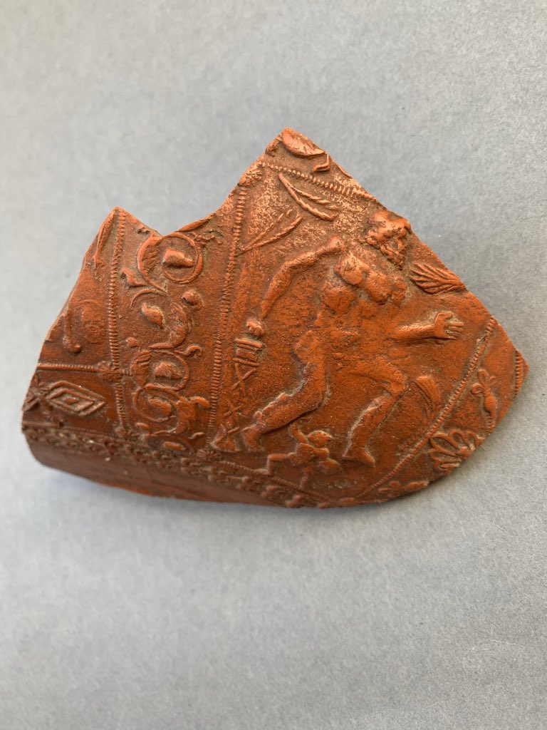 My Museum: 9A sizeable fragment of Samian Ware given to me by Kathleen Cooper Abbs then the tenant of Mount Grace Priory, Yorkshire. In June 1967 I slid away from a tea party with Miss Abbs, my parents & the Bishop of Ripon to listen to A Whiter Shade of Pale on our car radio.