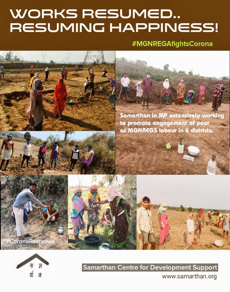 Works Resumed...
                 Resuming Happiness!

#Samarthan in #MadhyaPradesh extensively working to promote engagement of poor as #MGNREGS #labour in six districts.

#MGNREGAfightsCorona #CoronaResponse