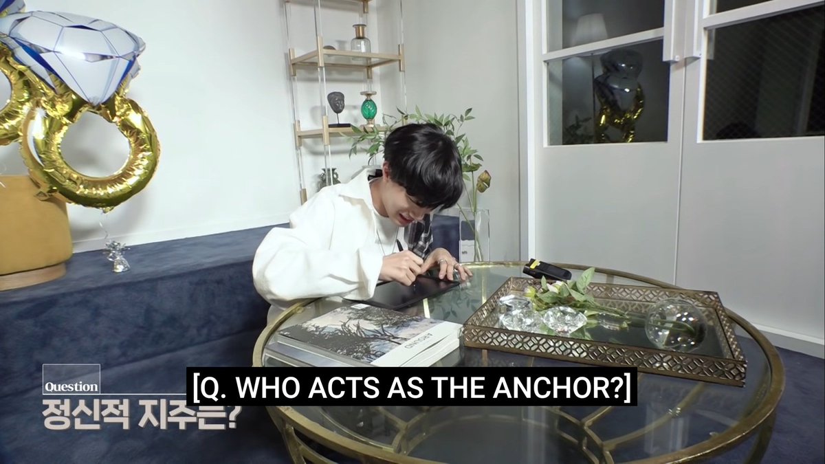 Q: who acts as the anchor?yedam: (picked junkyu) he and i think alike & we relate to a lot of stuff. he's reliable & comfortable. i can open to with him