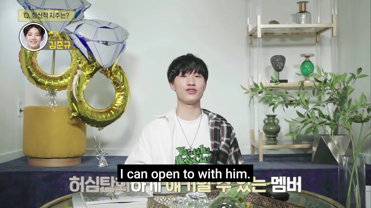 Q: who acts as the anchor?yedam: (picked junkyu) he and i think alike & we relate to a lot of stuff. he's reliable & comfortable. i can open to with him