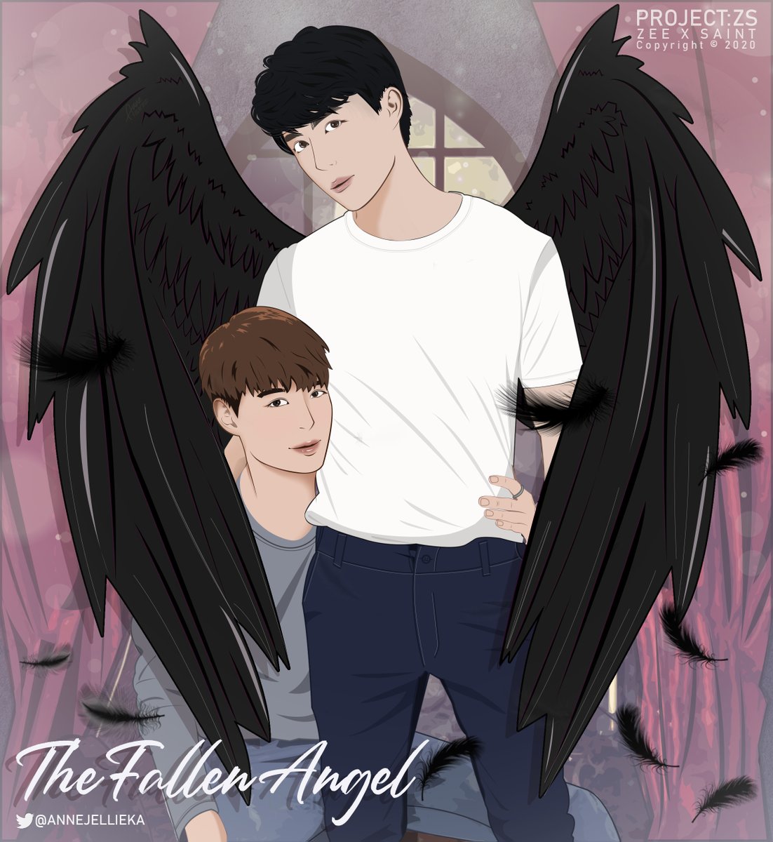anne_jellie_ka's tweet photo. Zee is on a mission to find the human with the 𝙥𝙪𝙧𝙚𝙨𝙩 𝙝𝙚𝙖𝙧𝙩 who can help him turn his wings to 𝙬𝙝𝙞𝙩𝙚 𝙖𝙜𝙖𝙞𝙣. 

*Will probably write in the future?
*My collection of fanarts under #ProjectZS 

💙♥️

#ZaintSee #Saint_sup #ZeePruk https://t.co/kKY0wkAfa9