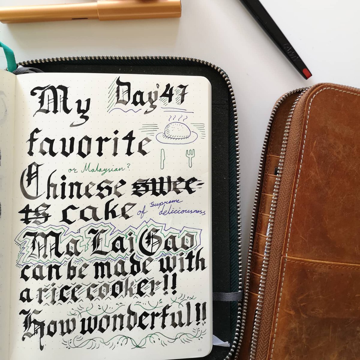 abcxyz_jp's tweet image. Self Distancing Day 47. I baked my favourite Chinese (or Malaysian) cake of deliciousness, Ma Lai Gao.

#selfisolationbaking #baking #outcastwatches #lamy #Galenleather #fountainpen #dippen #blackletter #malaigao #馬拉糕 #ベーキング #マーラーカオ #万年筆 #ラミー #つけペン