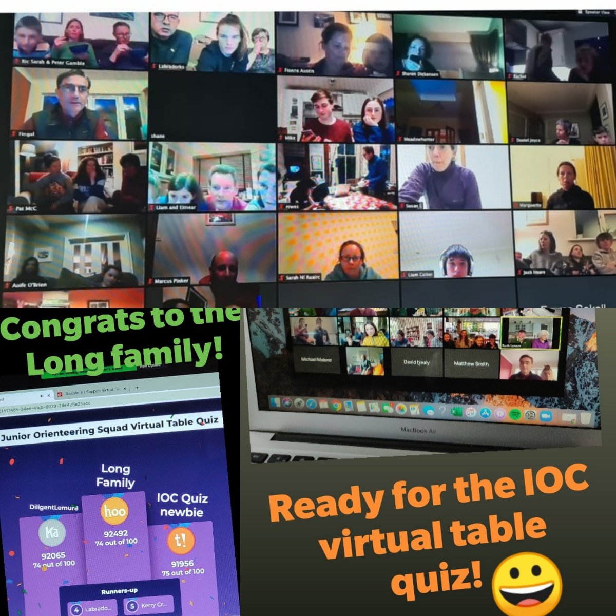 Great #stayhome  fun with KerryO OBrien family hosting the first virtual IOC table quiz! All in support of Childline and ISPCC. 
Congrats to the Long family, IOCNewbies and DiligentLemur8 (not sure who they are 😊) 
#stayhomeO #orienteering #ISPCC #virtualquiz