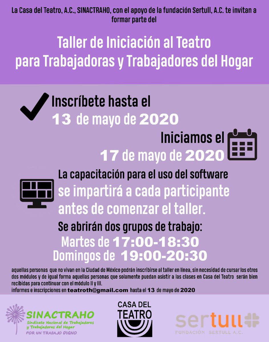 LaCasadelTeatro's tweet photo. Seguimos trabajando a distancia #sertull #sinactraho #iniciacionalteatro https://t.co/r5kq6Pk9qc
