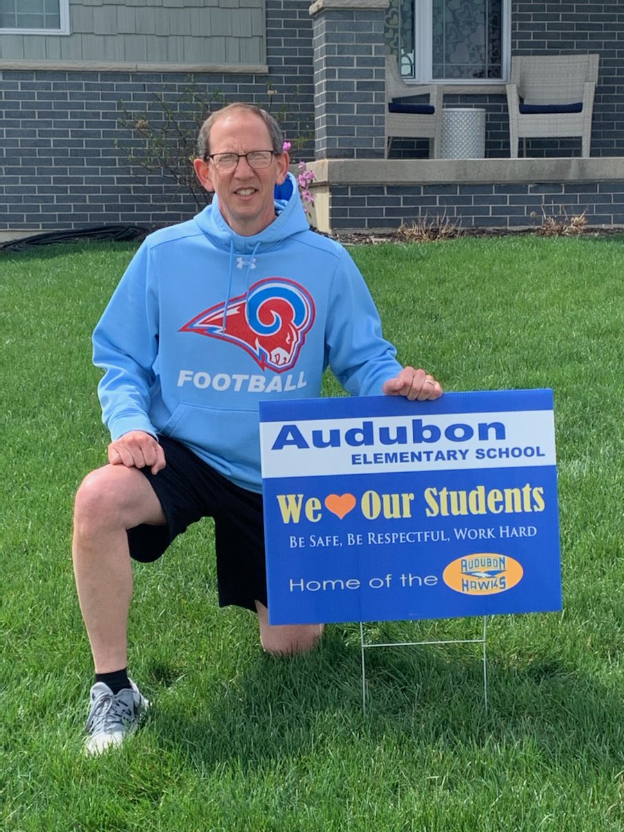 awesomeaudubon's tweet photo. Audubon students...we love and miss you. Be on the lookout for these signs staff have put out in their yards! #awesomeaudubon https://t.co/BSKZbxlk1T