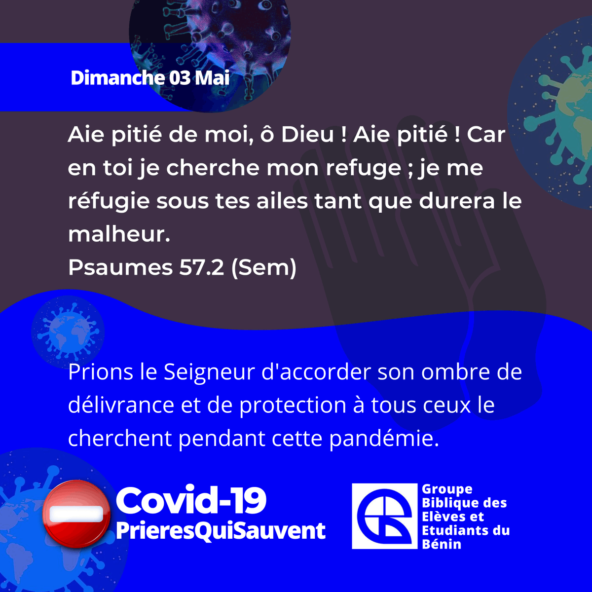 GbeebBenin's tweet photo. Prières Qui Sauvent I Covid19

Dimanche 03 mai 2020

Prions le Seigneur d'accorder son ombre de délivrance et de protection à tous ceux le cherchent pendant cette pandémie.

#Covid19 #Covid19bj #GestesQuiSauvent #PrieresQuiSauvent #CoronaVaincu #Gbeeb https://t.co/Xf9GHUNyLB