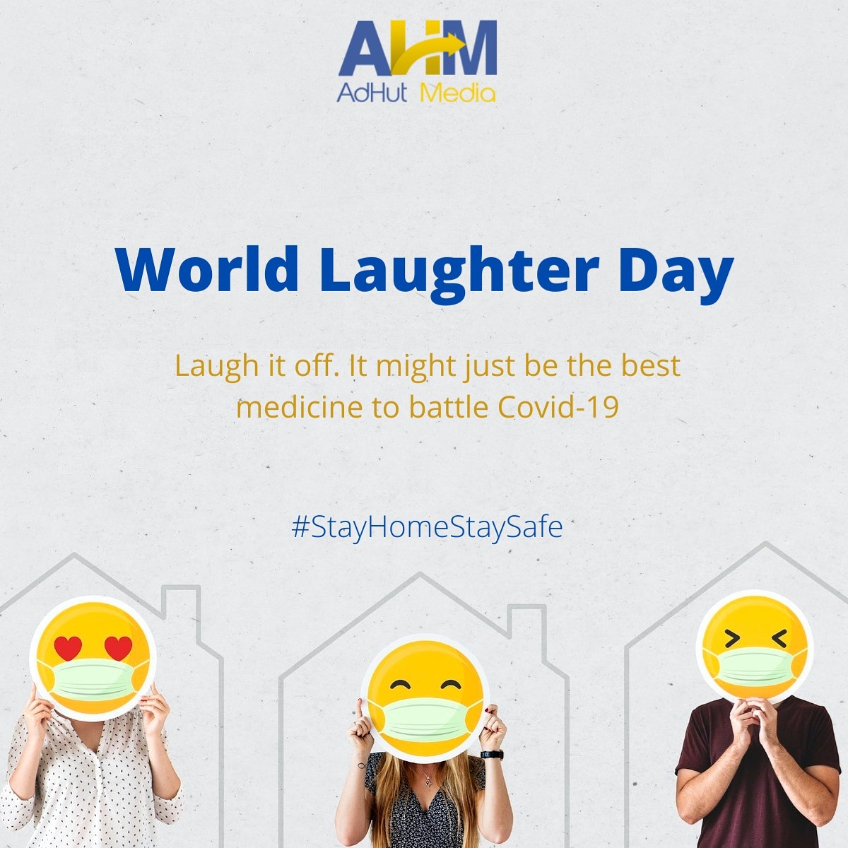 AdHut_Media's tweet photo. #Laughter is definitely not the best medicine for #Coronavirus, but perhaps, in difficult times like this, we all could use it the most.

#HapyWorldLaughterDay #StayHomeStaySafe #AdHutMedia  #StopTheSpread #Covid19 #LaughterDay https://t.co/lX9dsejouQ