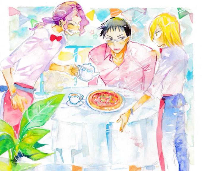 そらおさん(@0s0ras0ra_)から頂きました!ありがと～!
トリオコンビ男女ギャグ水彩あたりが好きで描いてます。ジャンル永遠にとっ散らかってます!!

アンカーで☺️
#絵描き繫がれ 