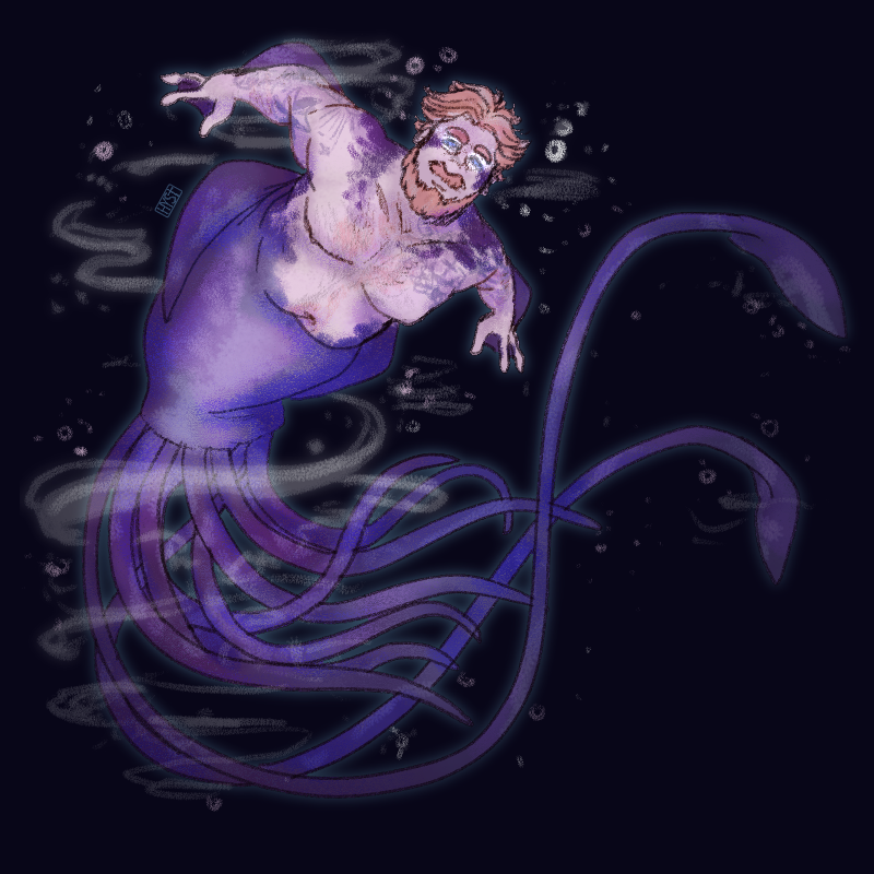 Mermaid Day 1: Colossal Squid Peter Lukas  #mermay2020  #MagnusPod [reupload cause twitter ate the original?]