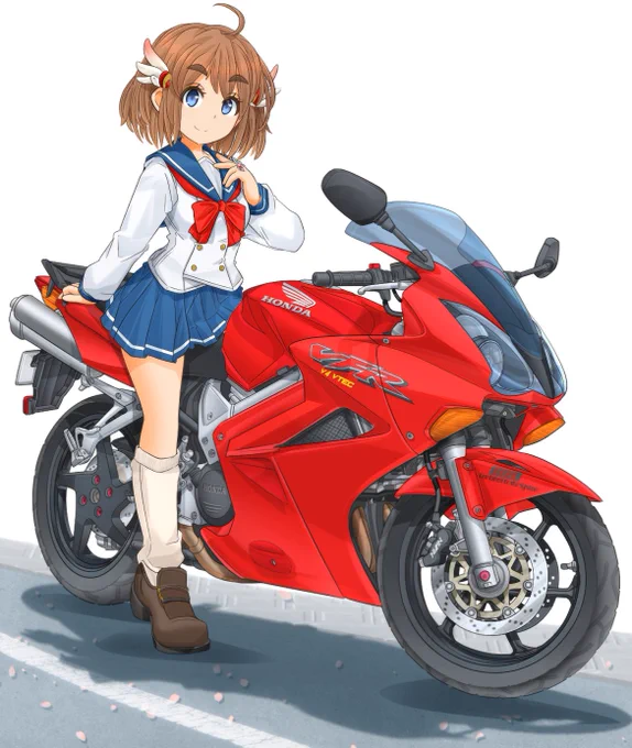 羽音ちゃんお誕生日おめでとうございます!
大好きなVFR800-Ⅱと一緒に描いてお祝い!

#佐倉羽音生誕祭
#ばくおん 
