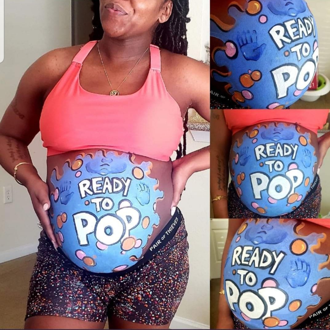 strokeofgene's tweet image. Ready to POP!! Belly painting action today!! @ciara you got next?!