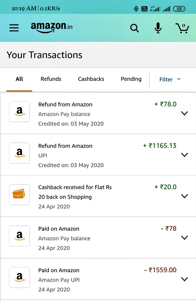 rajeev__panwar's tweet image. #SayNoToAmazon
I have placed an order on Amazon on 24th April 2020. The expected date of delivery was 30th April but did not receive till date. As advised by @AmazonHelp I cancelled order as they were unable to tell me next delivery date. But I have been charged about 400 rupees.