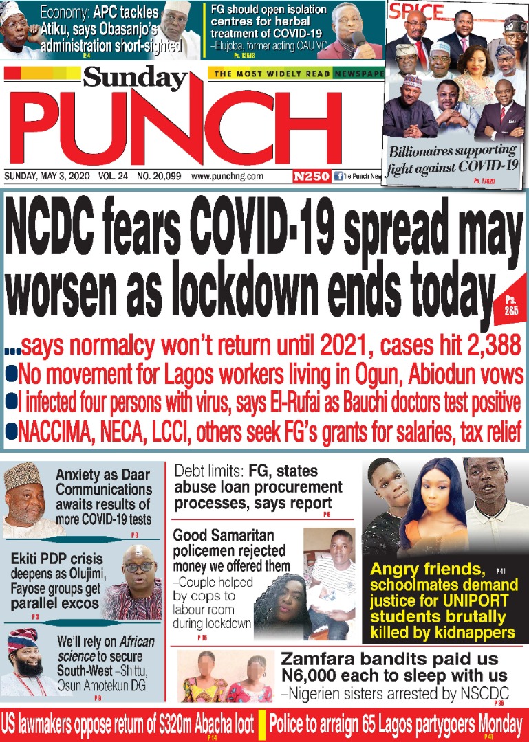 Punch Newspapers May 3 Headlines