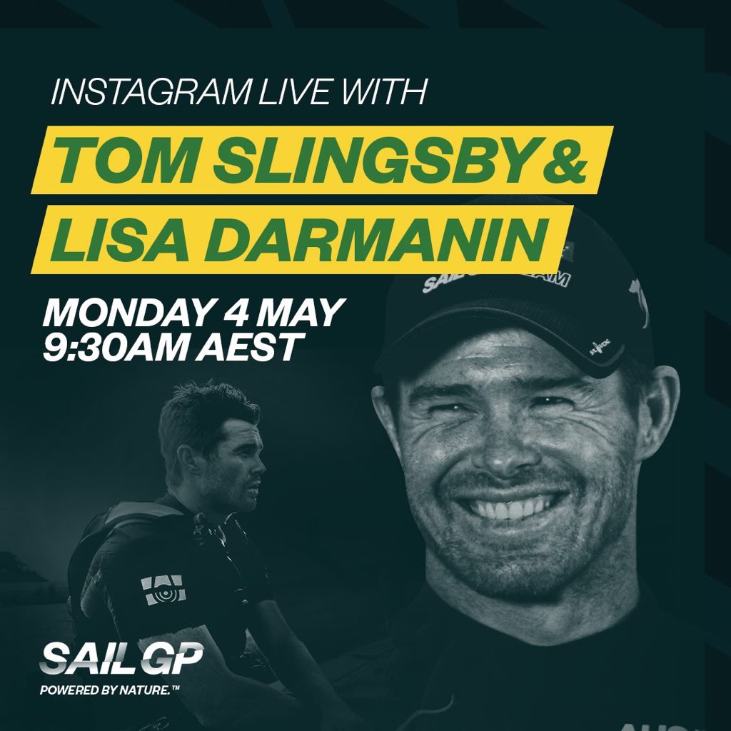 BondsFlyingRoos's tweet photo. Get your questions ready because @TomSlingsby will be going LIVE on the @SailGP Instagram with Olympic Champ @Lisa_Darmanin at 0930 AEST Monday 👉 https://t.co/XSRfY7z4bX #SailingRedefined #PoweredByNature https://t.co/CuLNzxDTfX