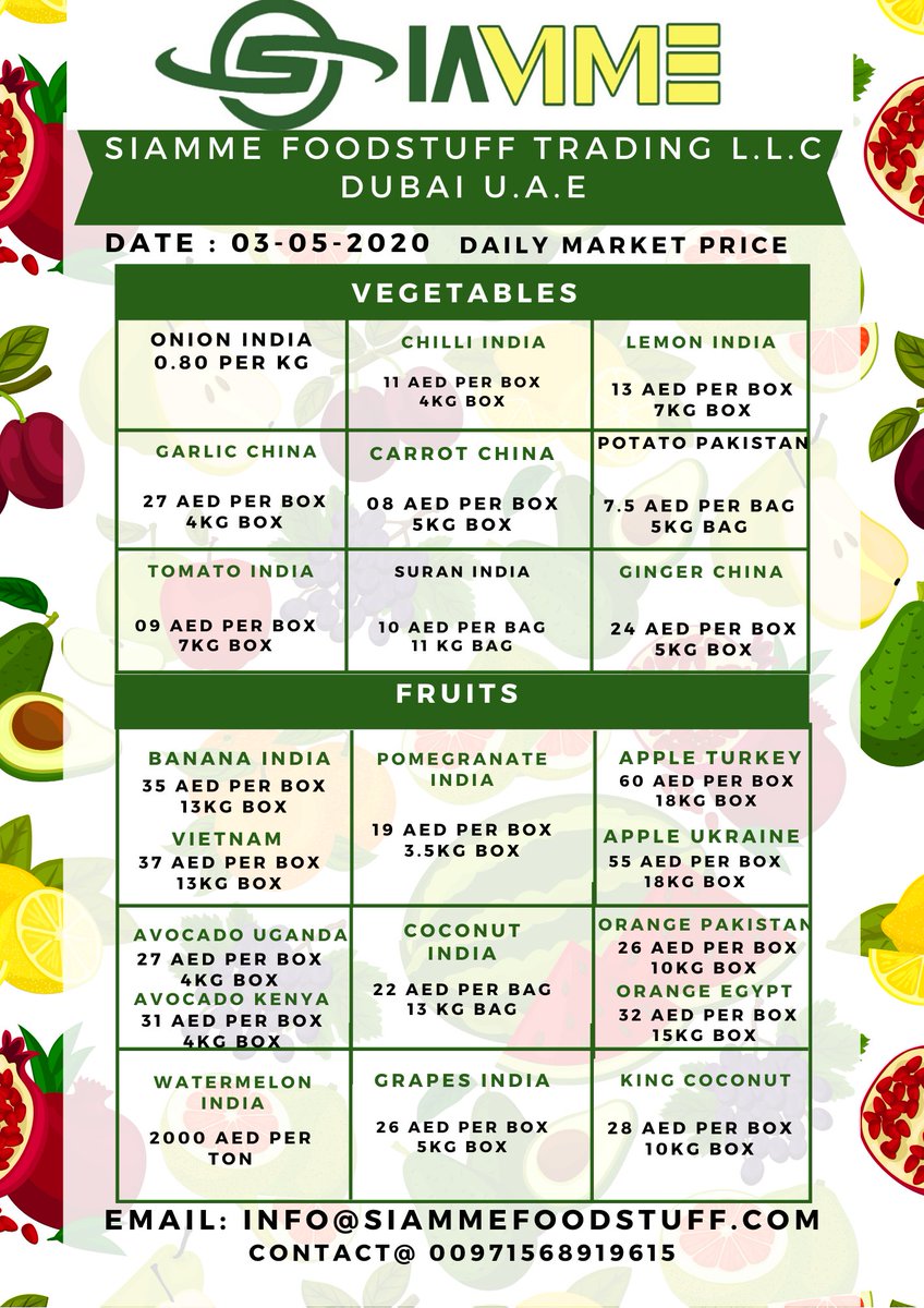 SiammeF's tweet photo. #Siamme_Foodstuff_Trading #Fruits_vegetable_importer #Fix_comission_basis
#फल_और_सब्ज_आयातक
#meyve_ve_sebze_ithalatçısı
#nhà_nhập_khẩu_rau_quả
#水果和蔬菜进口商
#پھل_اور_سبزیوں_کا_درآمد_کنندہ
#مستورد_فواكه_وخضروات
Contact@00971568919615 https://t.co/0yG0Yf1may