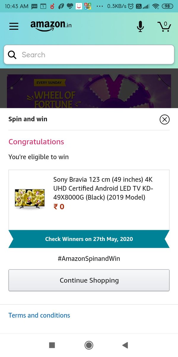 BipulNandy1's tweet photo. I won the lucky draw.
Thank you Amazon
#AmazonSpinandWin https://t.co/Xu2GkK3VBJ