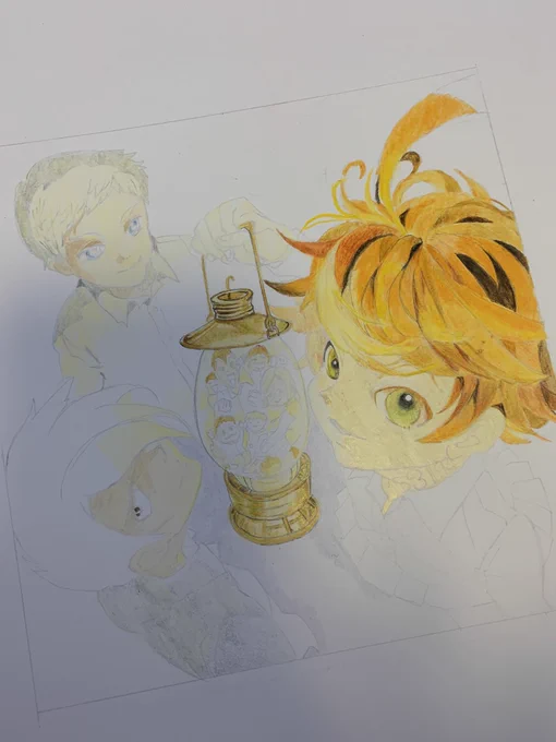 約束のネバーランド 描いてみた #約束のネバーランド #模写 #アナログイラスト #色鉛筆 #8時間