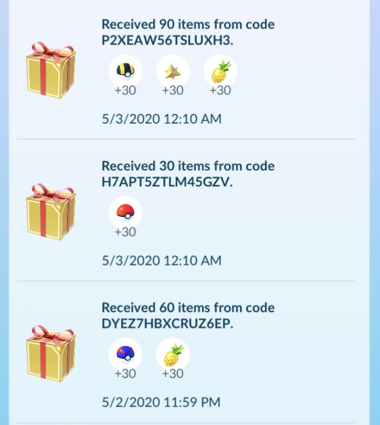 #Update

3 new codes to Redeem for free items:

DYEZ7HBXCRUZ6EP

H7APT5ZTLM45GZV

P2XEAW56TSLUXH3

iOS users can redeem using rewards.nianticlabs.com/pokemongo/sign…